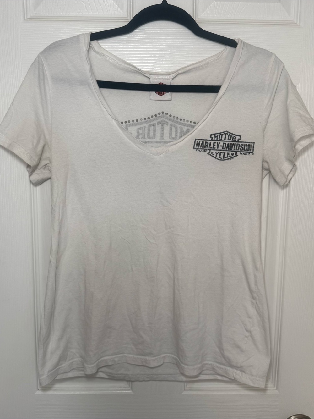 Harley-Davidson Women's White V-Neck Logo Tee